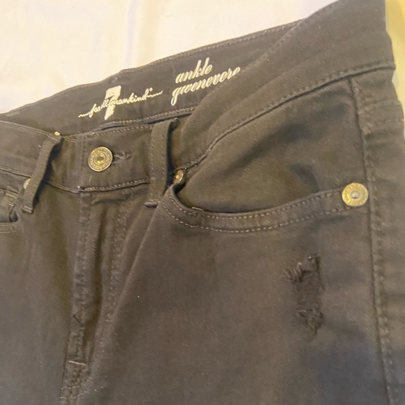 7 For All Mankind 27 Ankle Gwenevere Black distressed Women's Jeans Size 27 - Picture 12 of 14